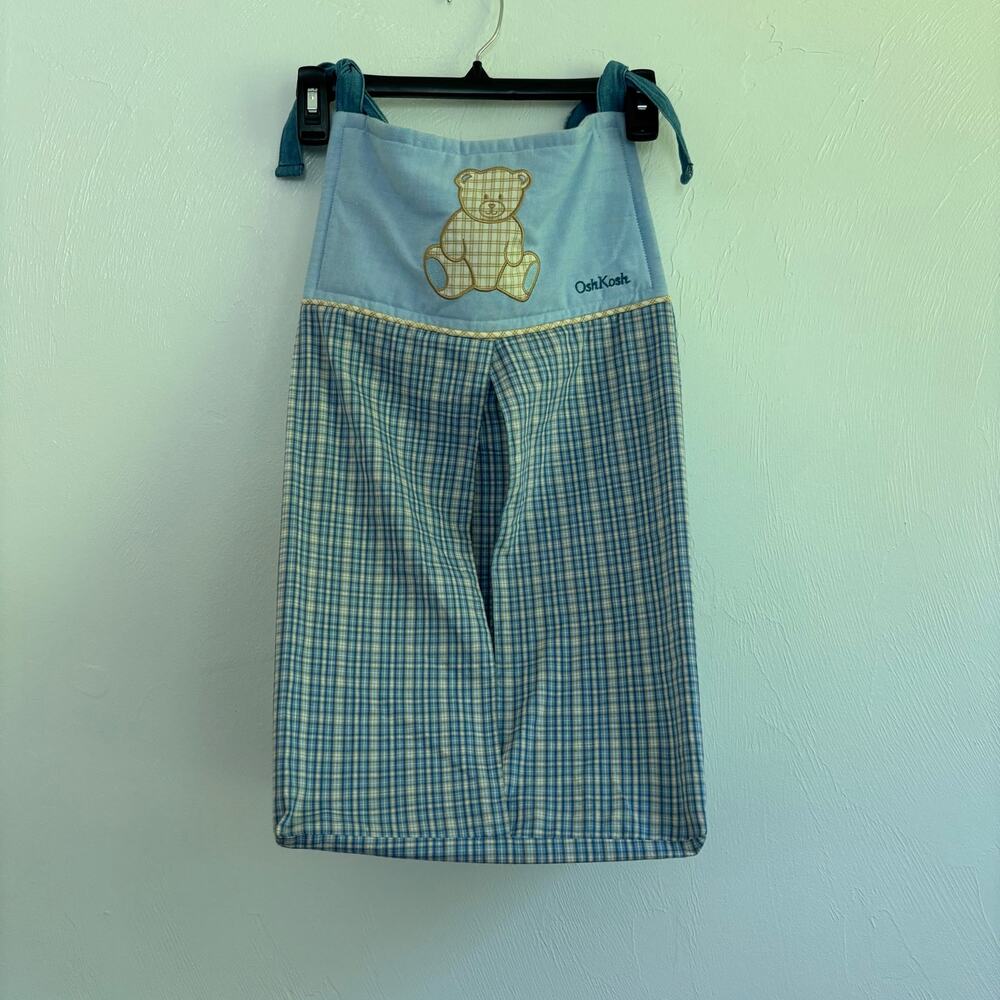 Vintage OshKosh B'gosh Diaper Stacker Plaid Teddy Bear Hanging Holder Organizer